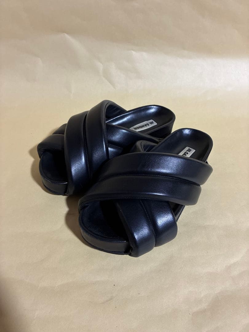 JIL SANDER クロスレザーベルトサンダル 41 Black メンズ