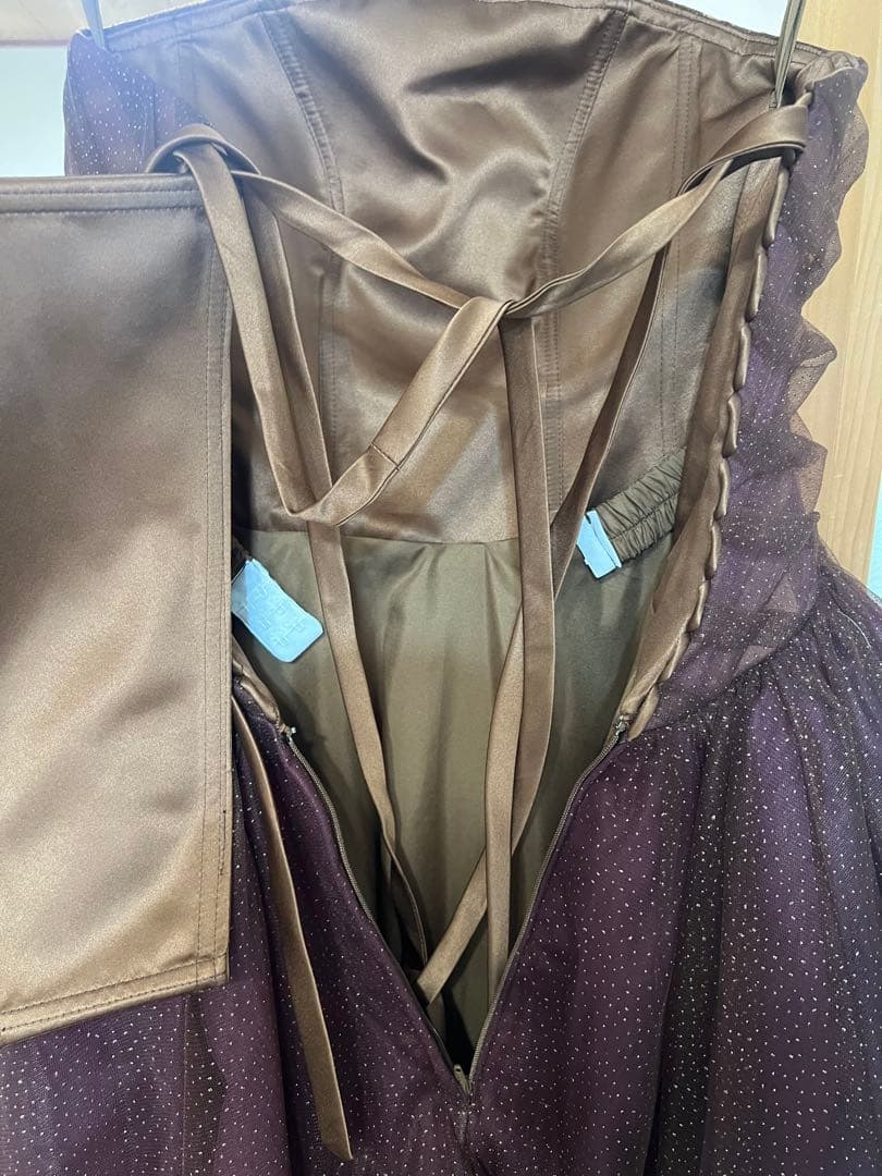 【にゃんらぶ】YNS カラードレス　ブラウン(三段パニエ付き)