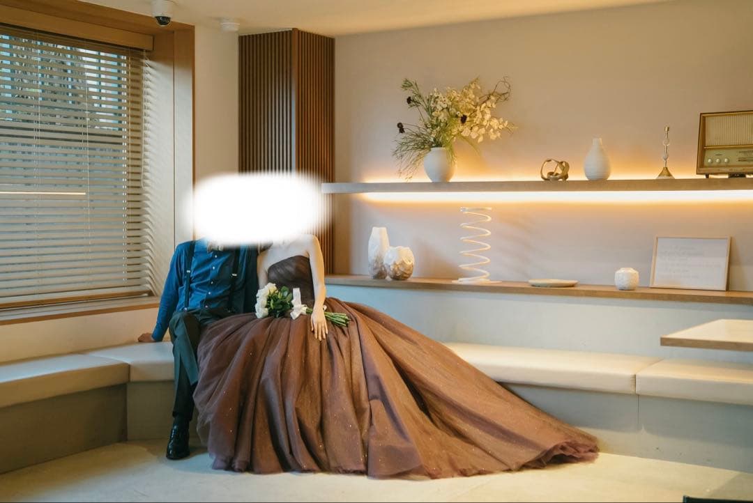 【にゃんらぶ】YNS カラードレス　ブラウン(三段パニエ付き)