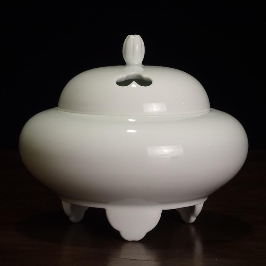 人間国宝　井上萬二　本人作　白磁　香炉　香道具　茶道具　飾物　床間飾