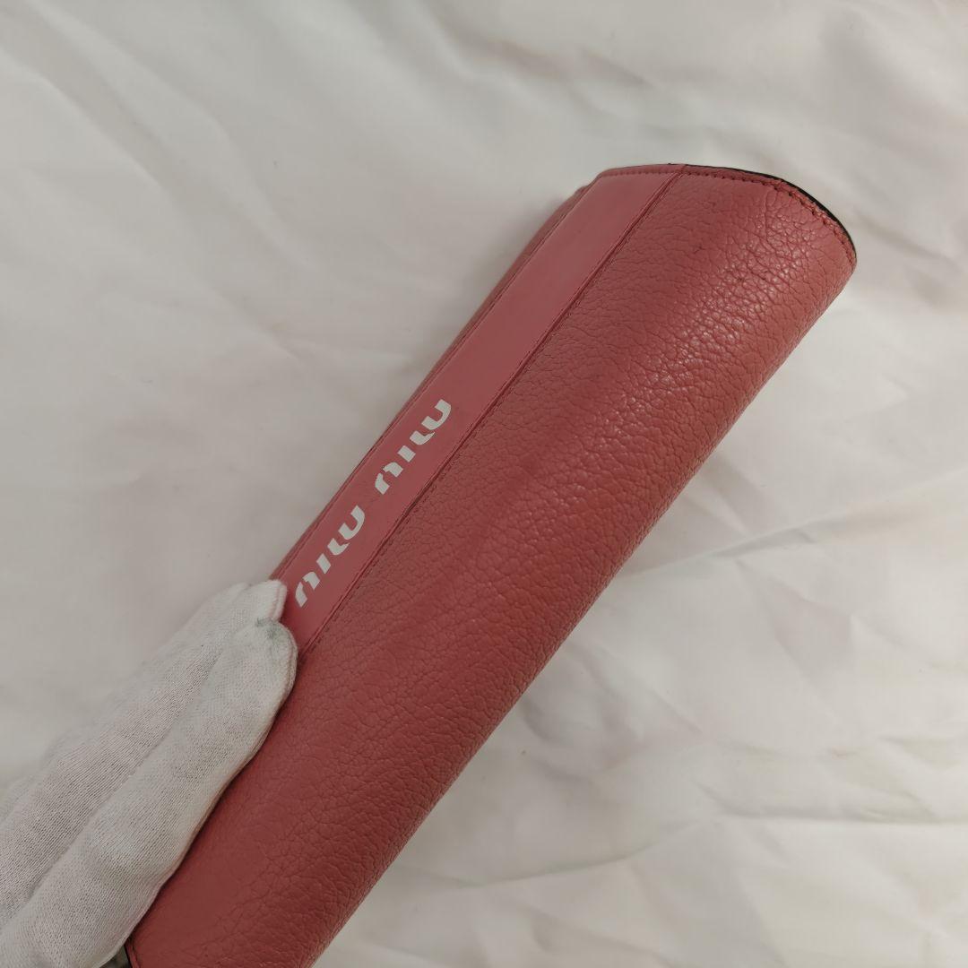 美品　ミュウミュウ　長財布　マドラス シティカーフ ウォレット　ピンク