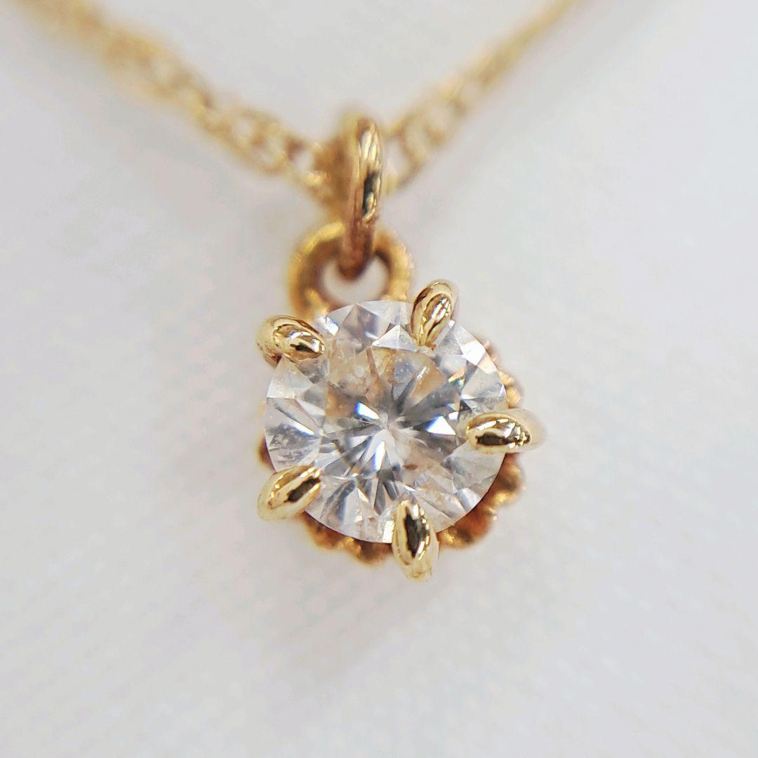 agete K18 ダイヤ 0.1ct 一粒 ネックレス