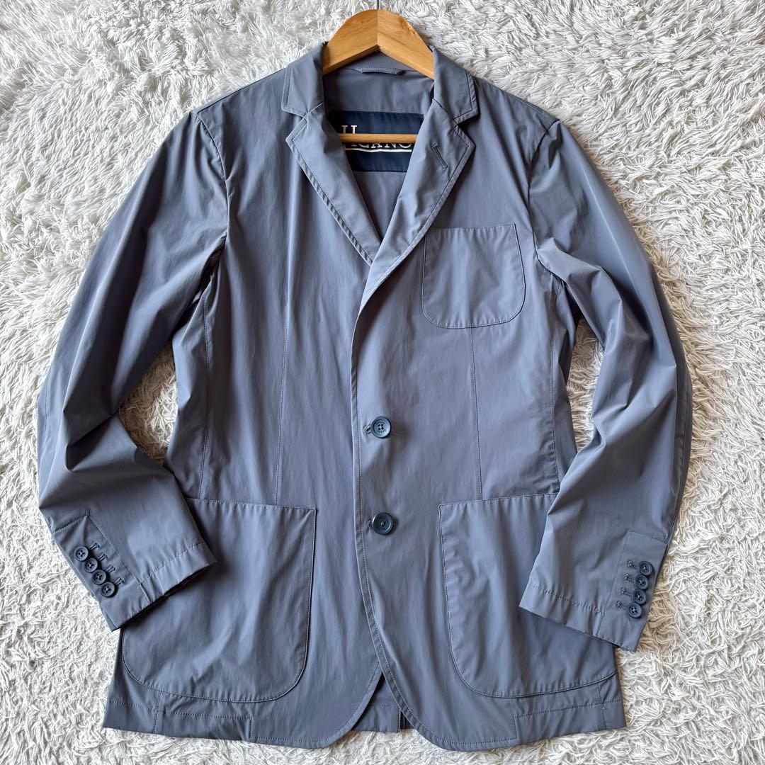 極美品　ヘルノ　ストレッチ　ナイロン　テーラードジャケット　アンコン　46