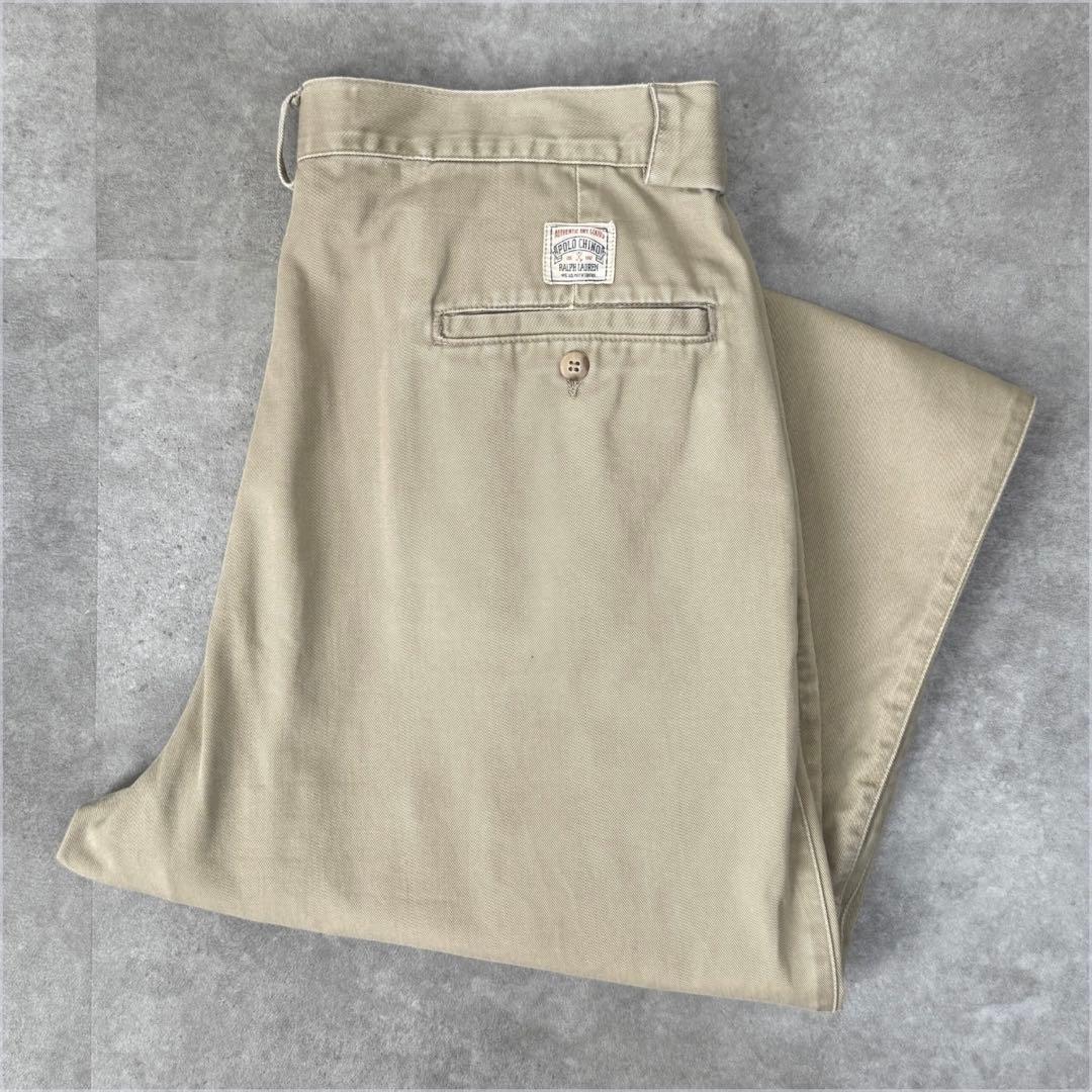 90s USA製 初期タグ ポロラルフローレン ポロチノ チノパン 34×30