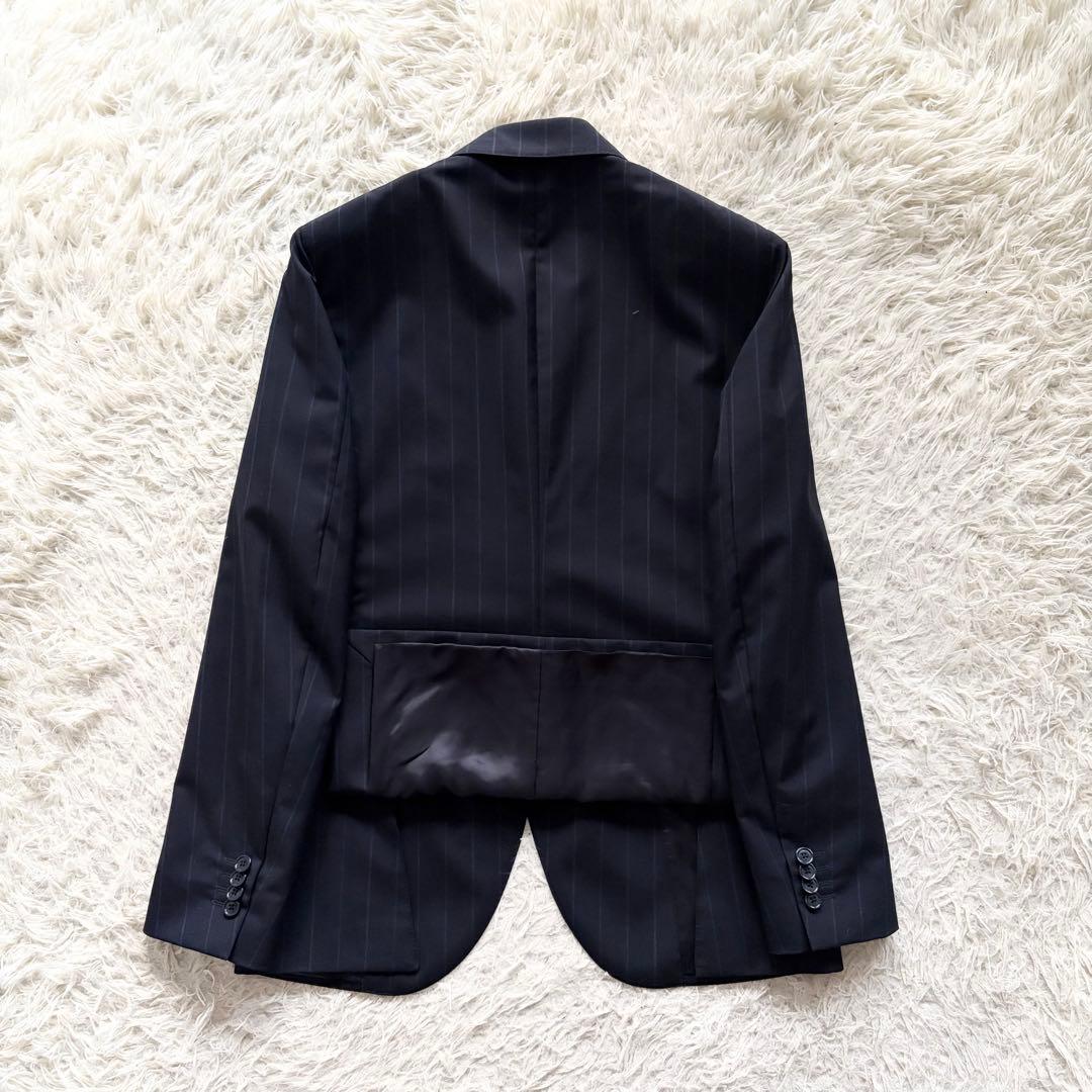 <23年モデル 極美品>LARDINI 新ロゴ ネイビー ウール スーツ 46