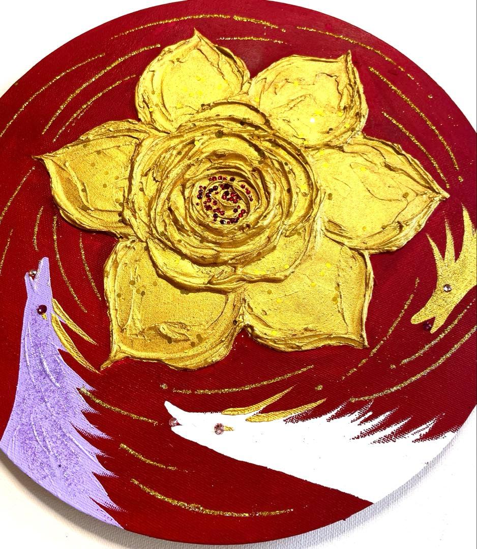 開運絵画　弁財天様　龍神様　金箔　白龍　金龍　紫龍　招福の花　24金