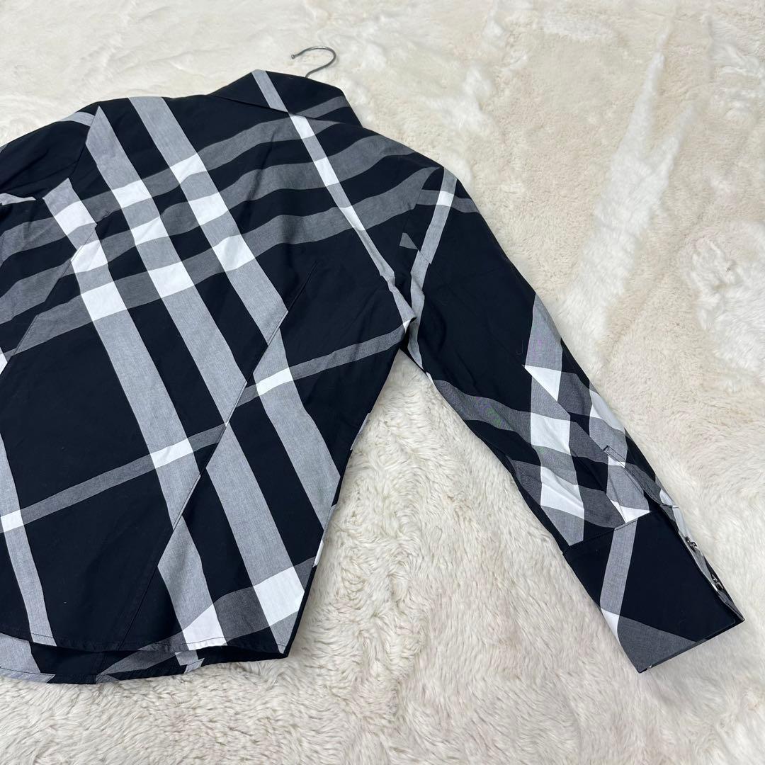 ✨美品✨バーバリーロンドン モノトーンメガチェック長袖シャツ ホースロゴ L