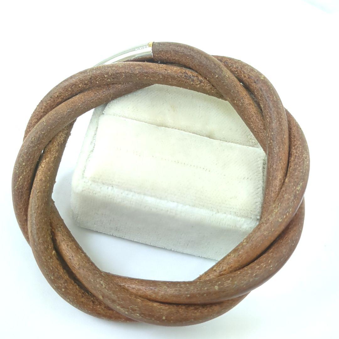 HERMES エルメス トルネード レザー ブレスレット バングル