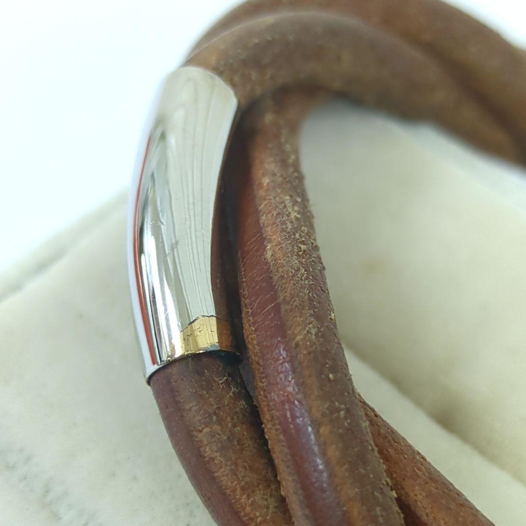 HERMES エルメス トルネード レザー ブレスレット バングル