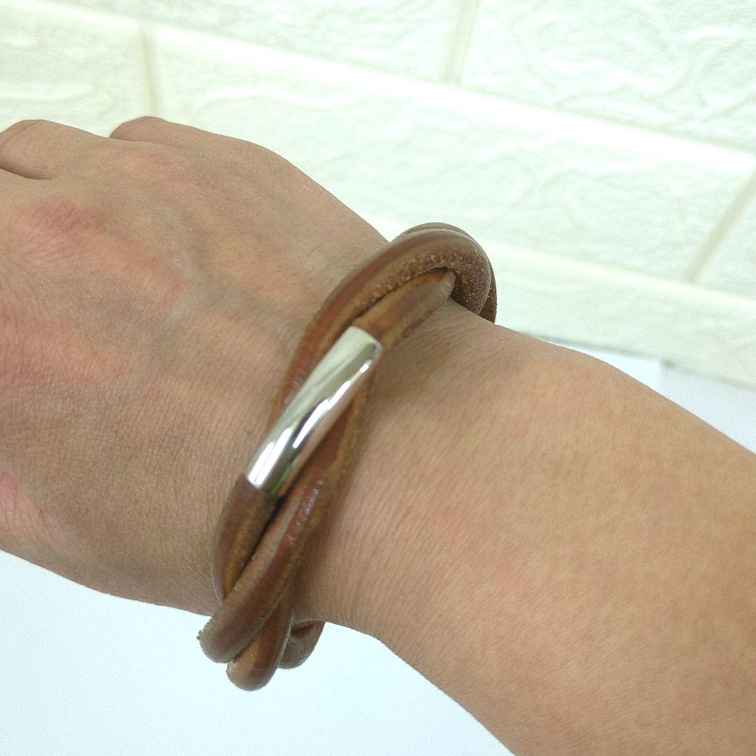 HERMES エルメス トルネード レザー ブレスレット バングル