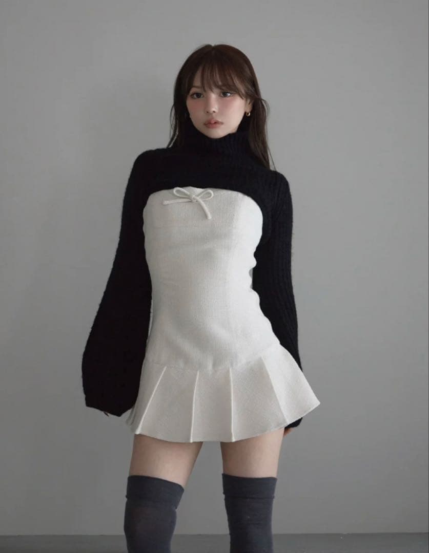 ANDMARY Twiggy tweed mini dress ホワイト