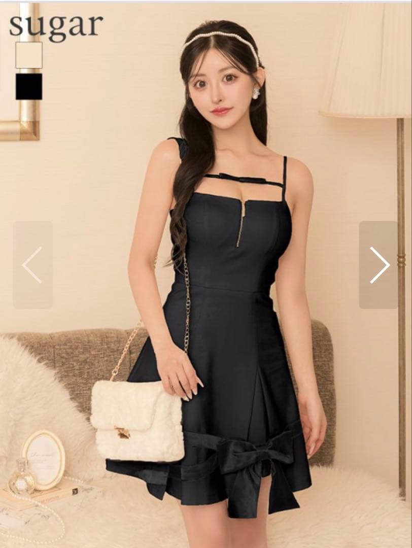 Sugar ブラックリボン付きドレス
