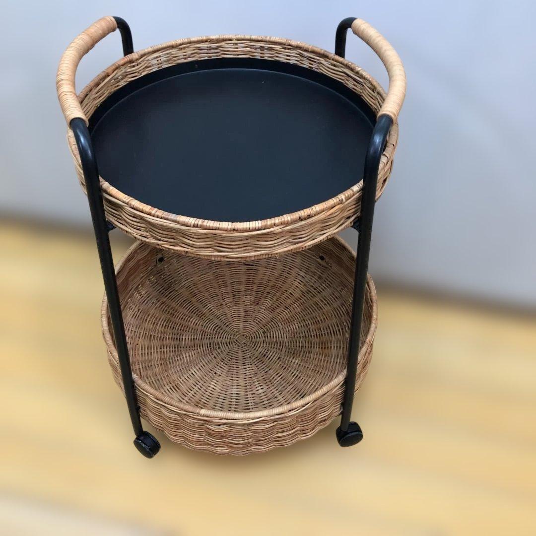 【送料無料】IKEA LUBBAN ルッバン ラタン 2段ワゴン 11907