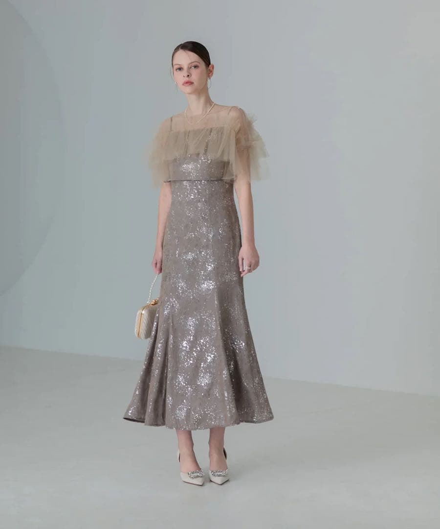 LEJA チュールフリルボレロペイントマーメイドワンピースドレス