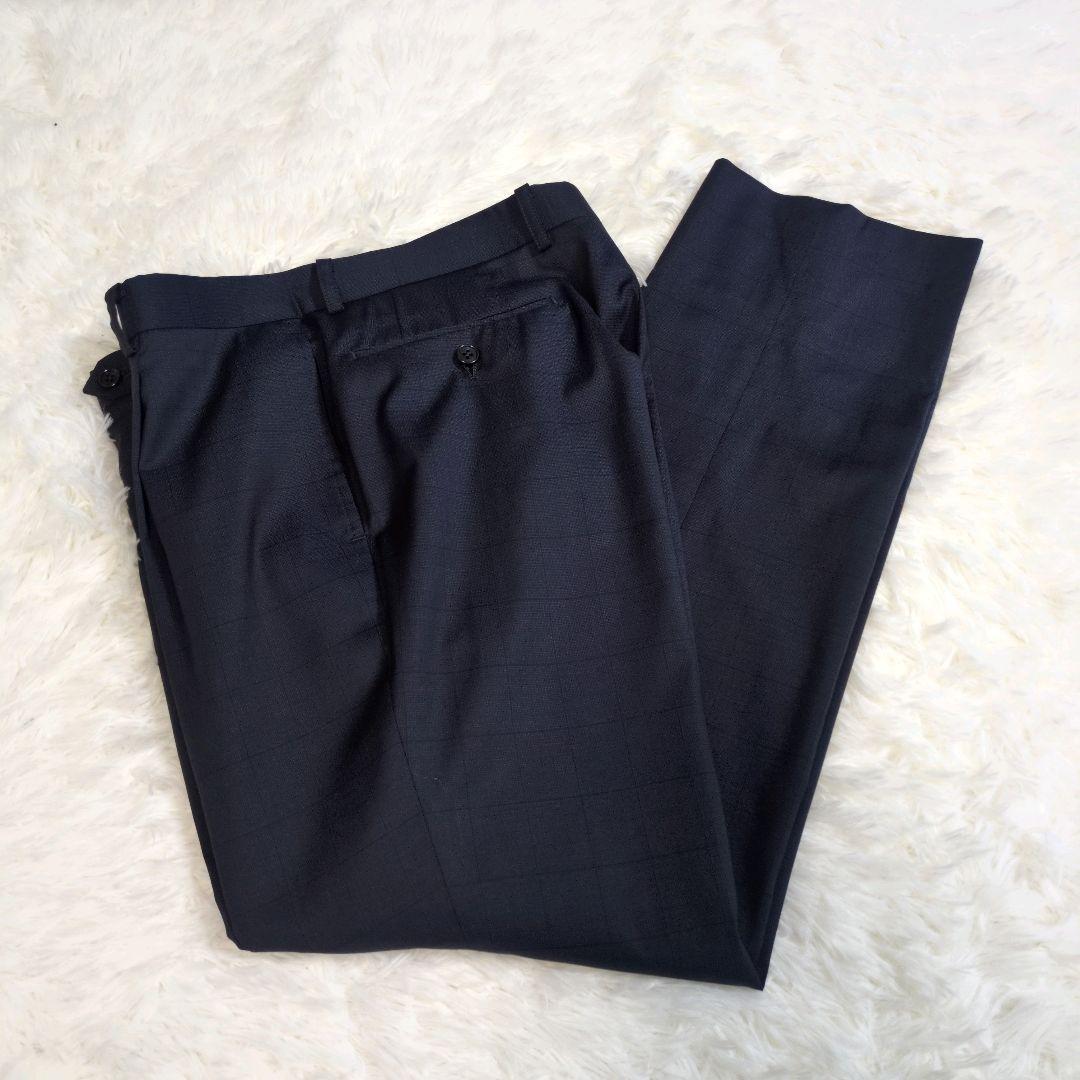 三峰　ミツミネ　ロロピアーナ　セットアップ　スーツ　チェック　ネイビー　高級