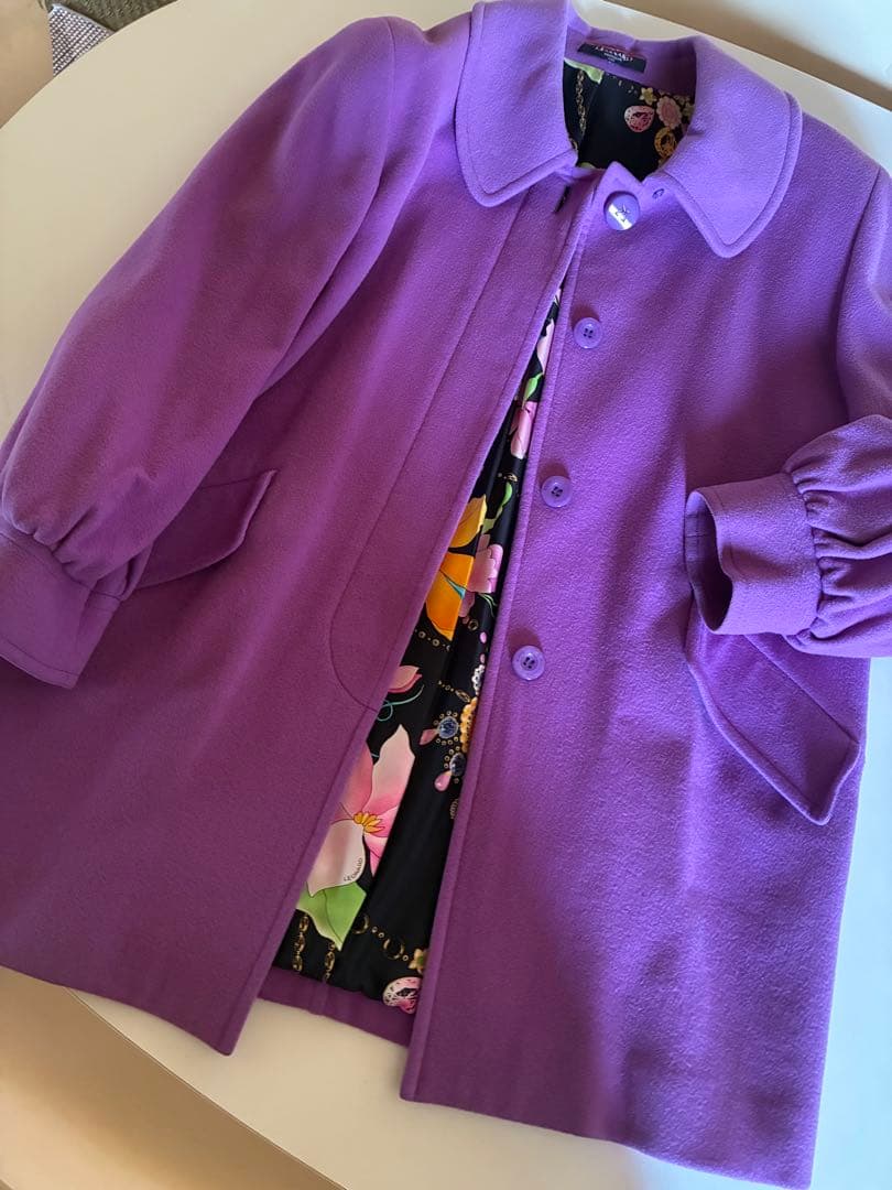 ピ*タ様 レオナール11号カシミヤ混コート パープル裏地シルクLEONARD