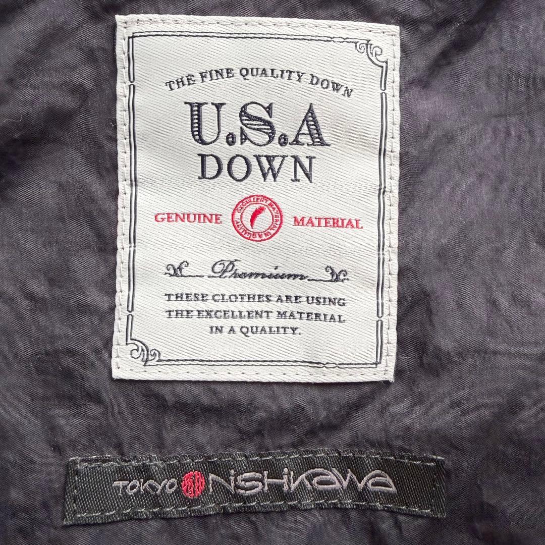 ナノユニバース 西川ダウン ダウンベスト キルティング ブラック L 脱着式