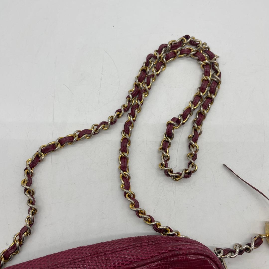 CHANEL シャネル リザード　チェーン　ショルダーバッグ マトラッセル