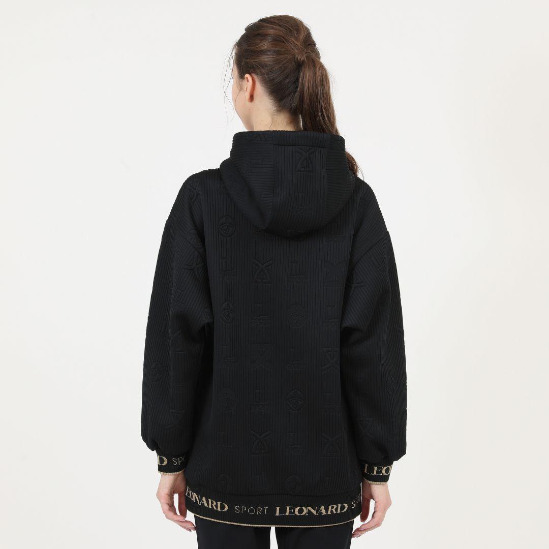 【新品タグ付】レオナール 極近年 フーディ チュニック ４２〜４４ ブラック