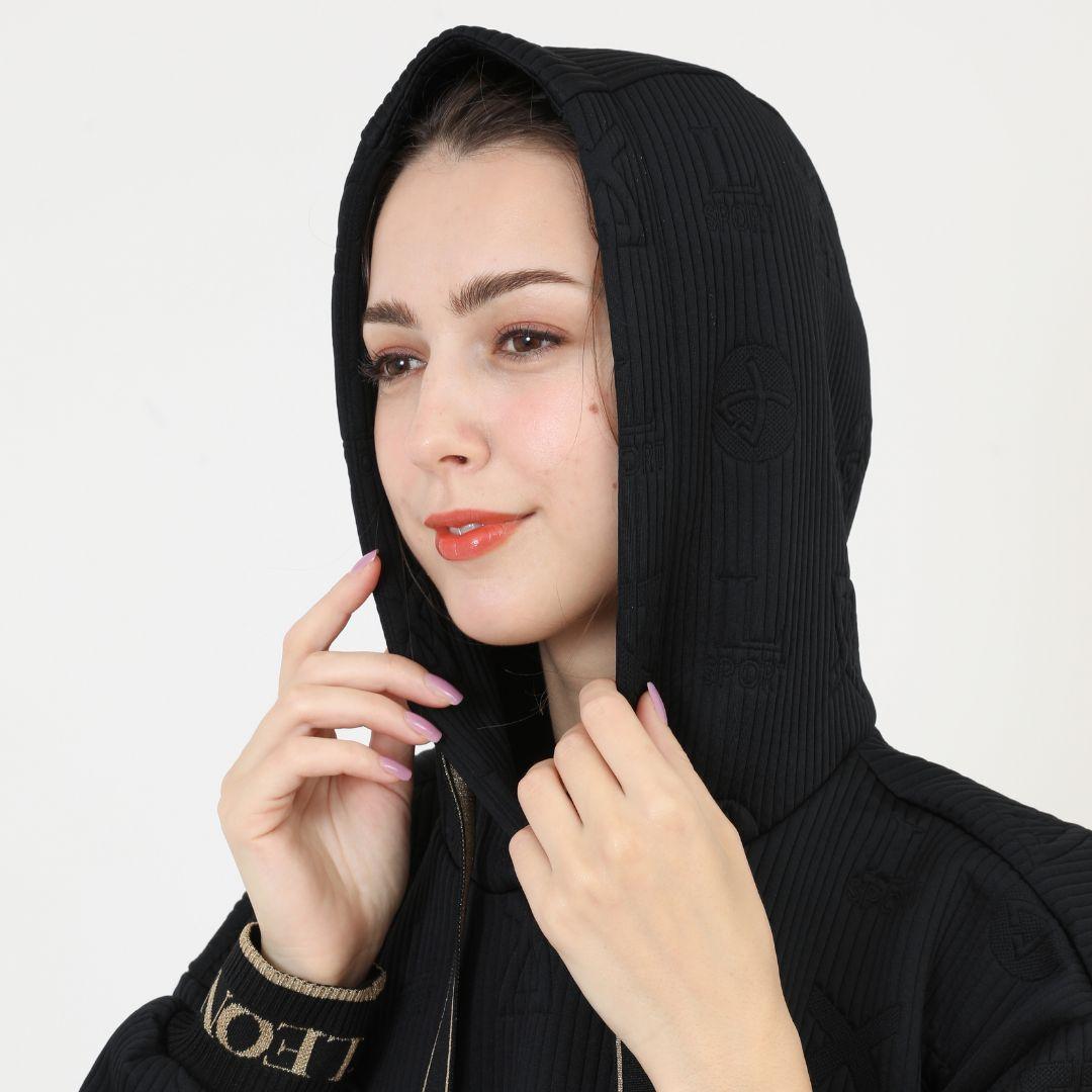 【新品タグ付】レオナール 極近年 フーディ チュニック ４２〜４４ ブラック