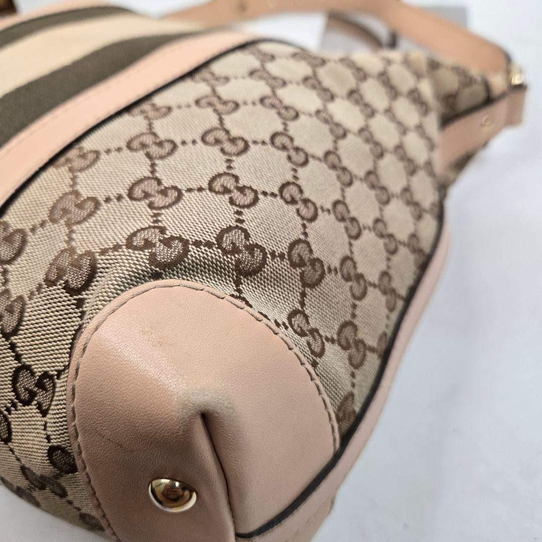 カード付き GUCCI ショルダーバッグ シェリーライン GGキャンバス レザー