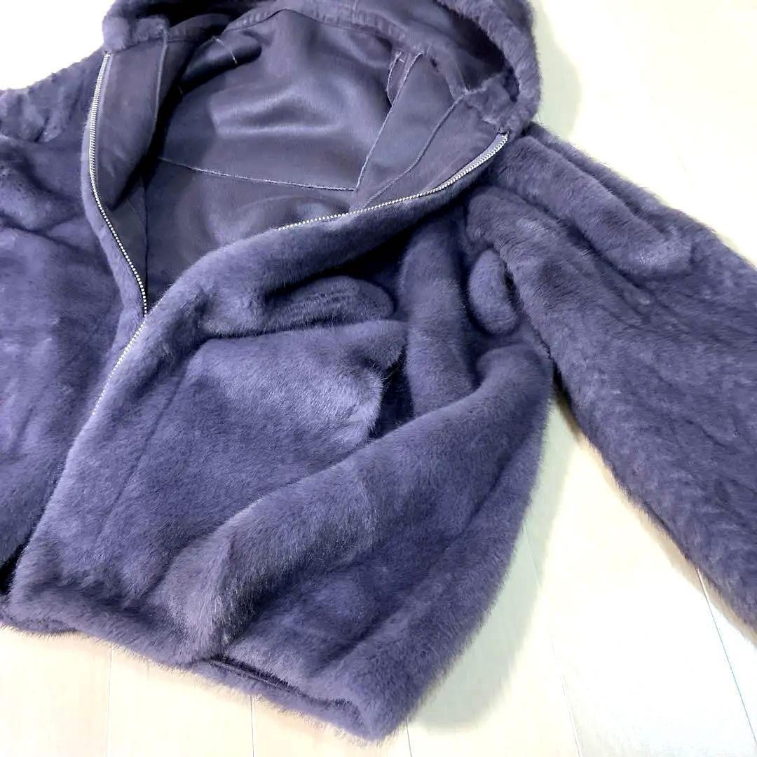パープルファーパーカー裏地ムートン サイズM最終値下げ価格