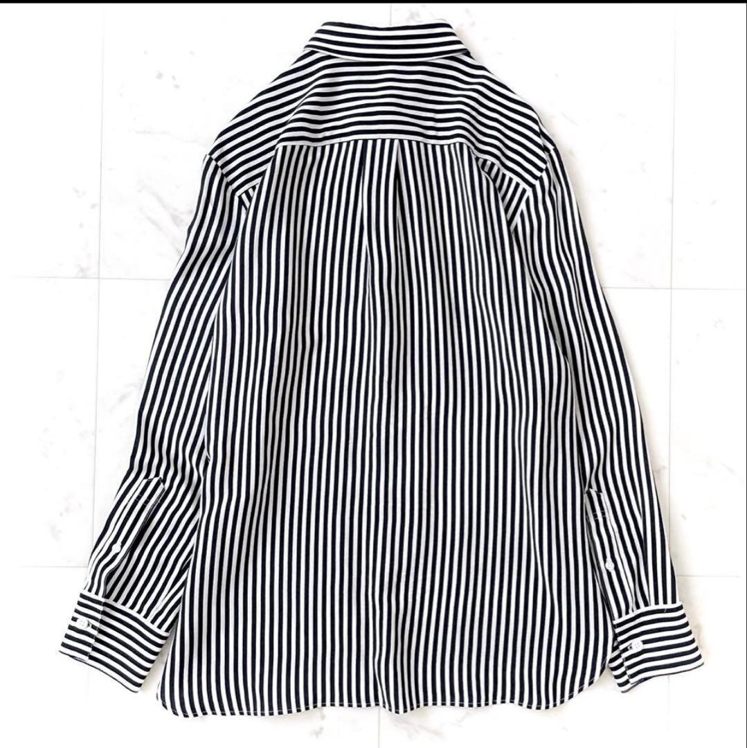 ドゥーズィエム シルク100% ストライプシャツ