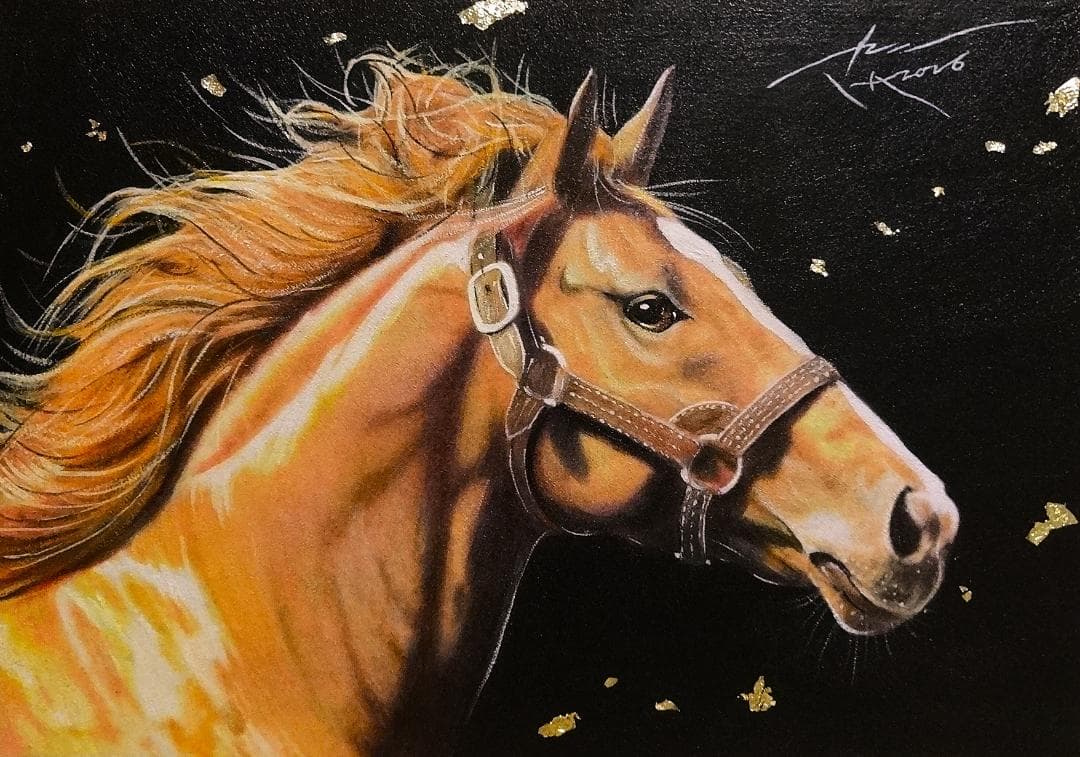 上鈴木正一 油彩画 B4『オルフェーヴル2』新作原画 超オススメの秀作です!!