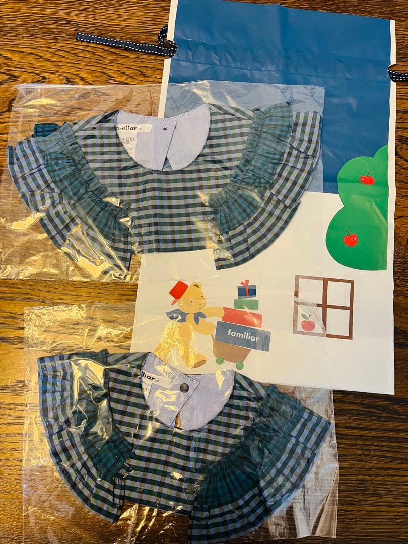 ファミリア　完売　再販無し　新品　付け襟　ファミリアチェック　親子コーデ　 M