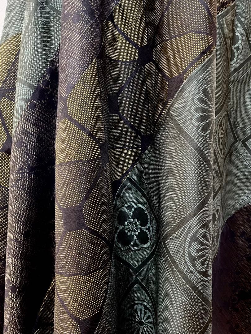 大島紬のパッチワークワンピース　着物リメイク