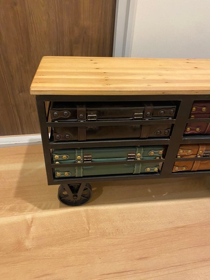 トランク風キャスター付きチェスト　幅87cm