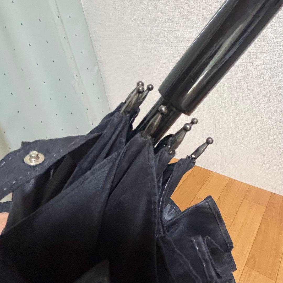 フランス製 マドレーヌヴィオネ　傘　フリル傘　ブラック　雨傘　長傘