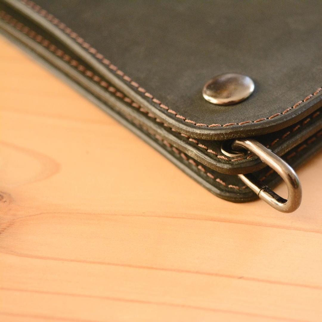 育てる艶革 ロング トラッカーウォレット イタリアンレザー