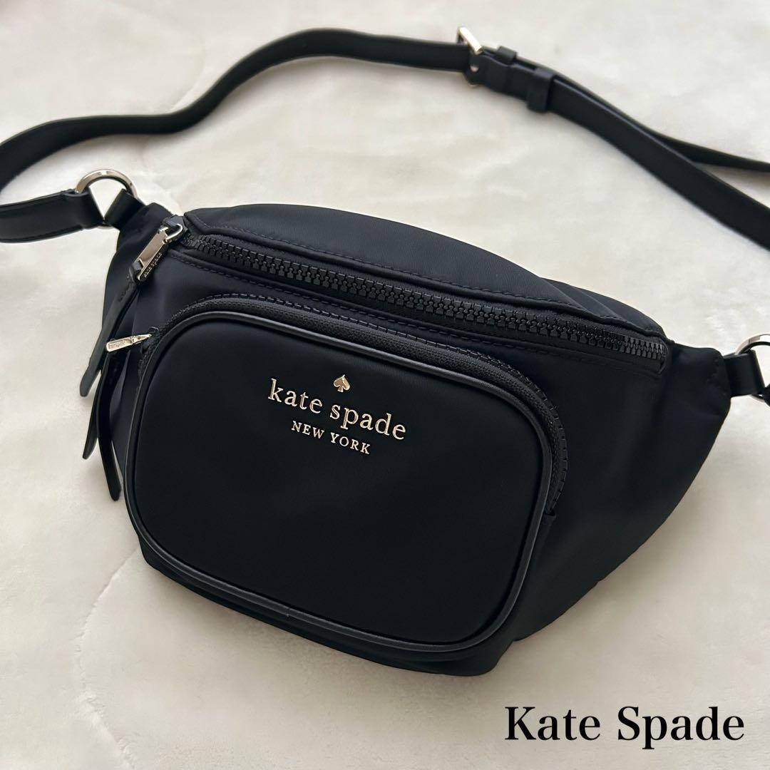 美品 ケイトスペード ボディバッグ ウエストポーチ ナイロン 黒