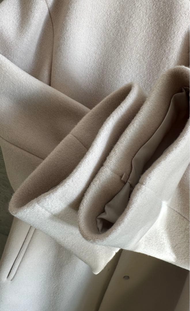 BEAUTY&YOUTH ビーバーノーカラーショートコート ナチュラル