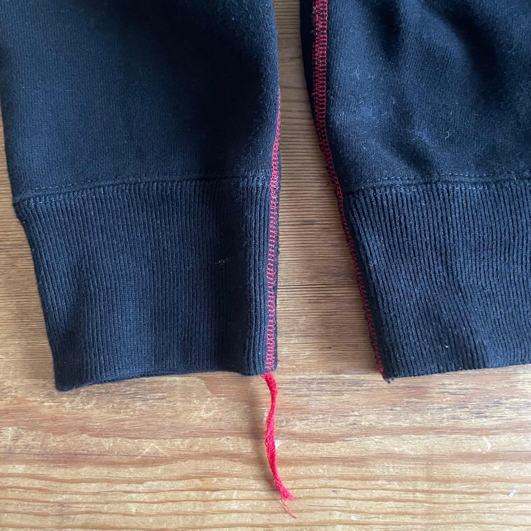 【6 ROKU】コットンウラケカラーステッチ クルーネックプルオーバー ブラック