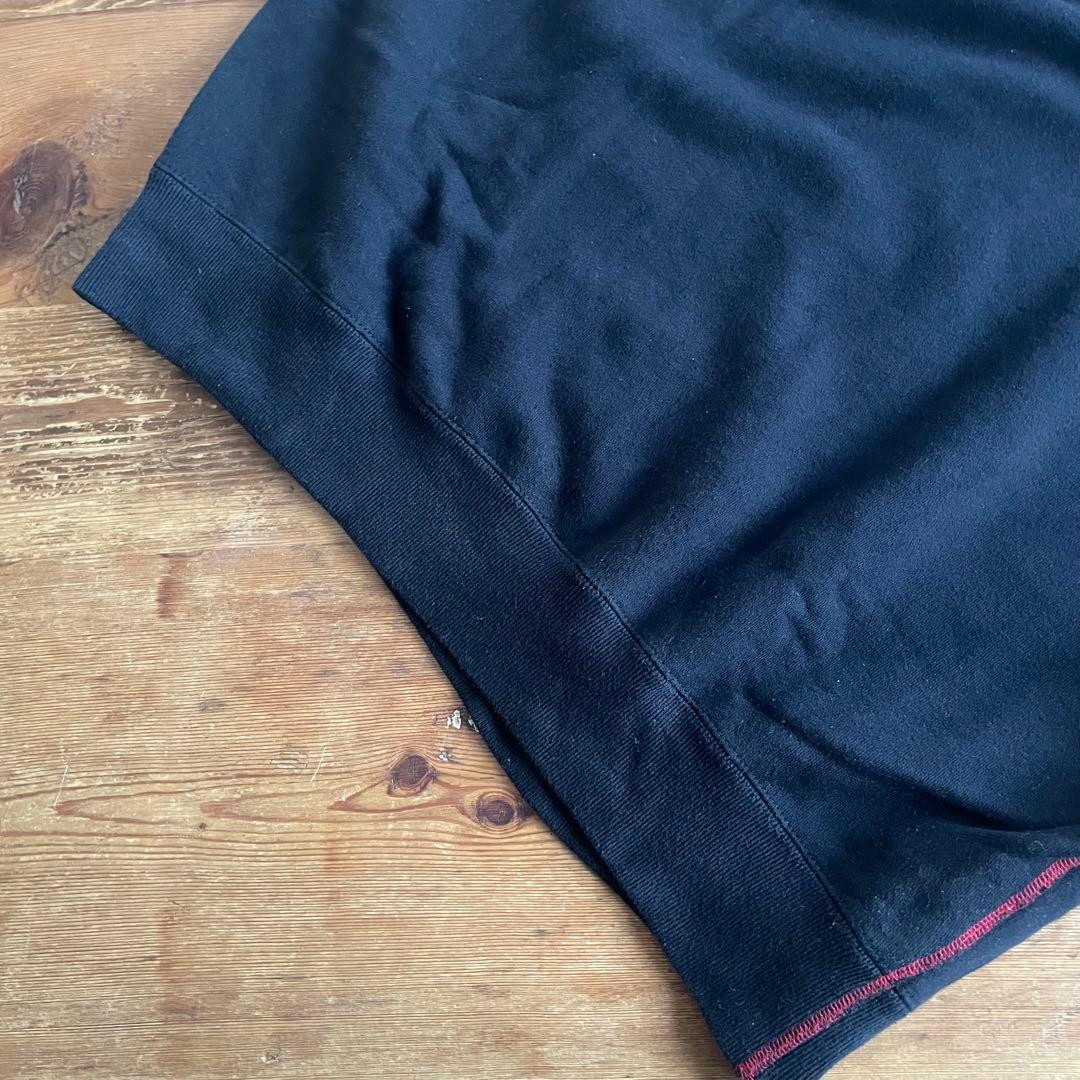 【6 ROKU】コットンウラケカラーステッチ クルーネックプルオーバー ブラック