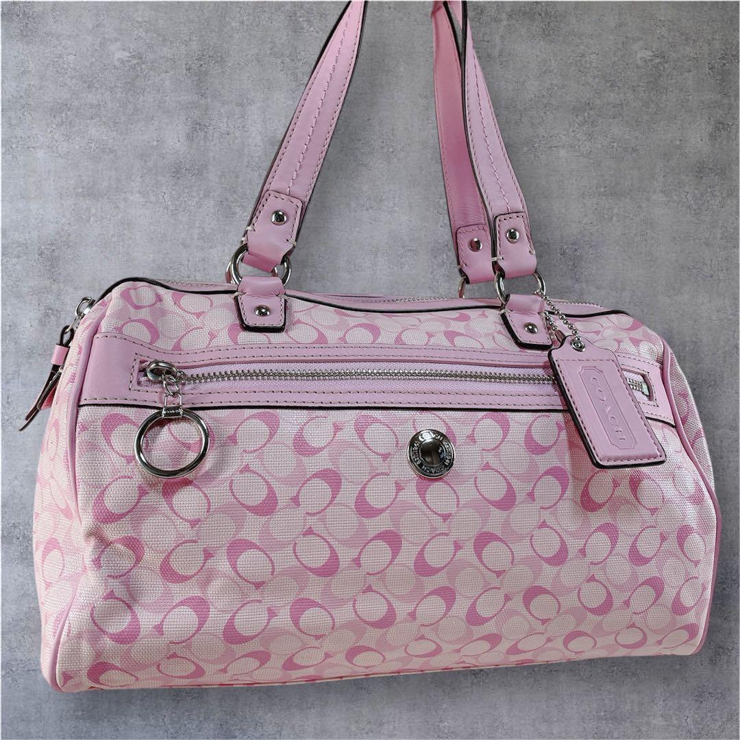 【美品】 COACH コーチ ハンドバッグ ミニボストン ピンク 17154