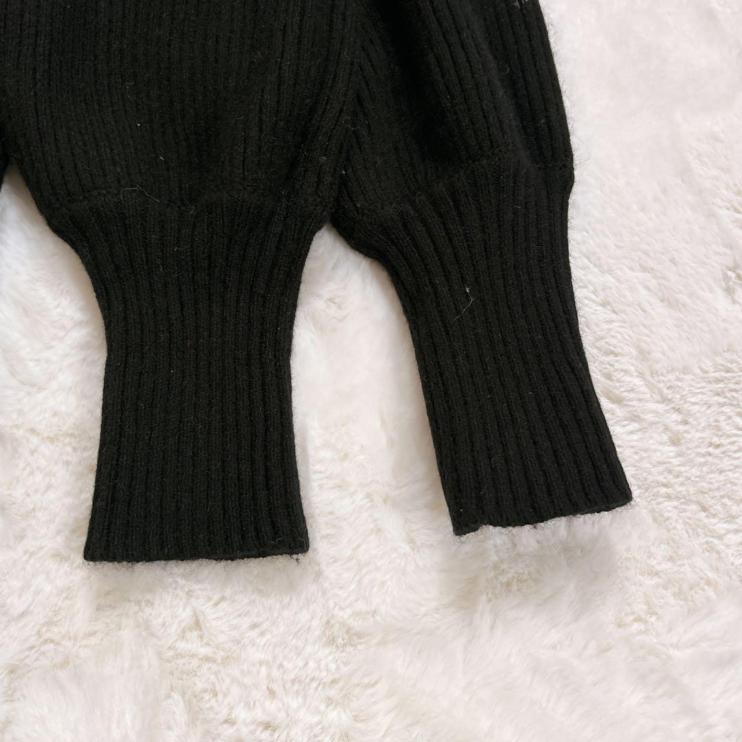 anuans オフショルナローニットワンピース ブラック Mサイズ ラクーン混