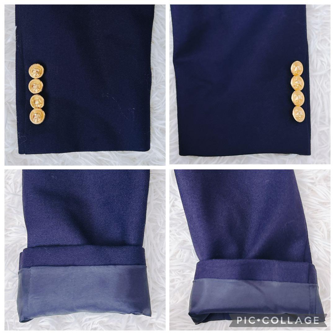 美品　ラルフローレン　紺ブレ　ダブル　プレスト　金ボタン　着丈長め　160 M