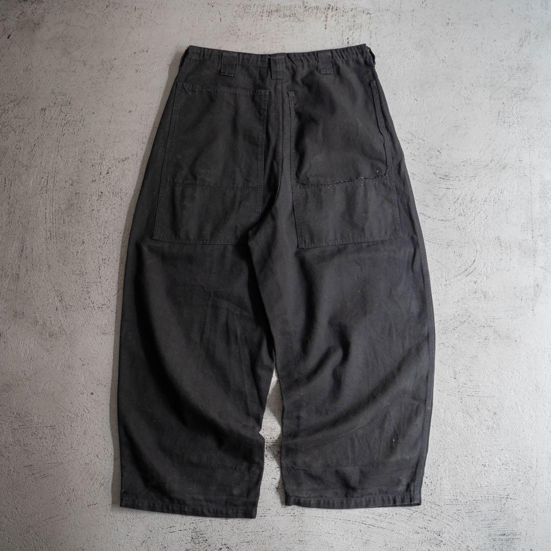 00s old ブラック コットン バギーワイド ワークパンツ レイヴパンツ