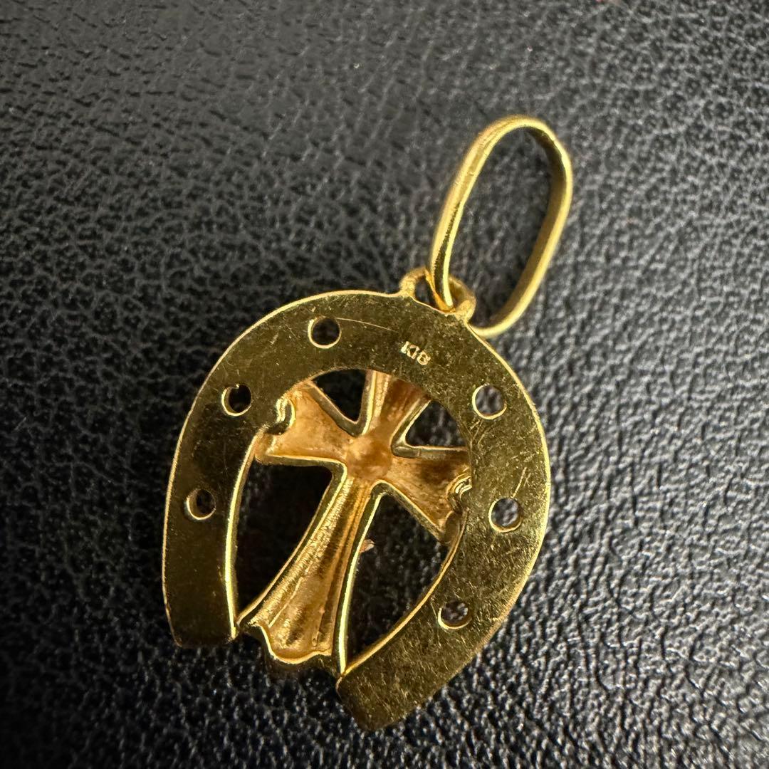 (C012317) K18ネックレストップ クロス　チャーム 18金 YG