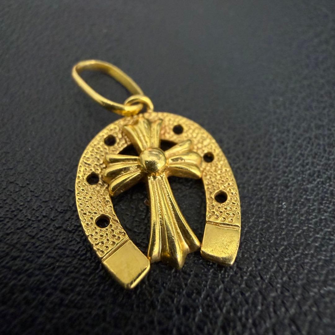 (C012317) K18ネックレストップ クロス　チャーム 18金 YG