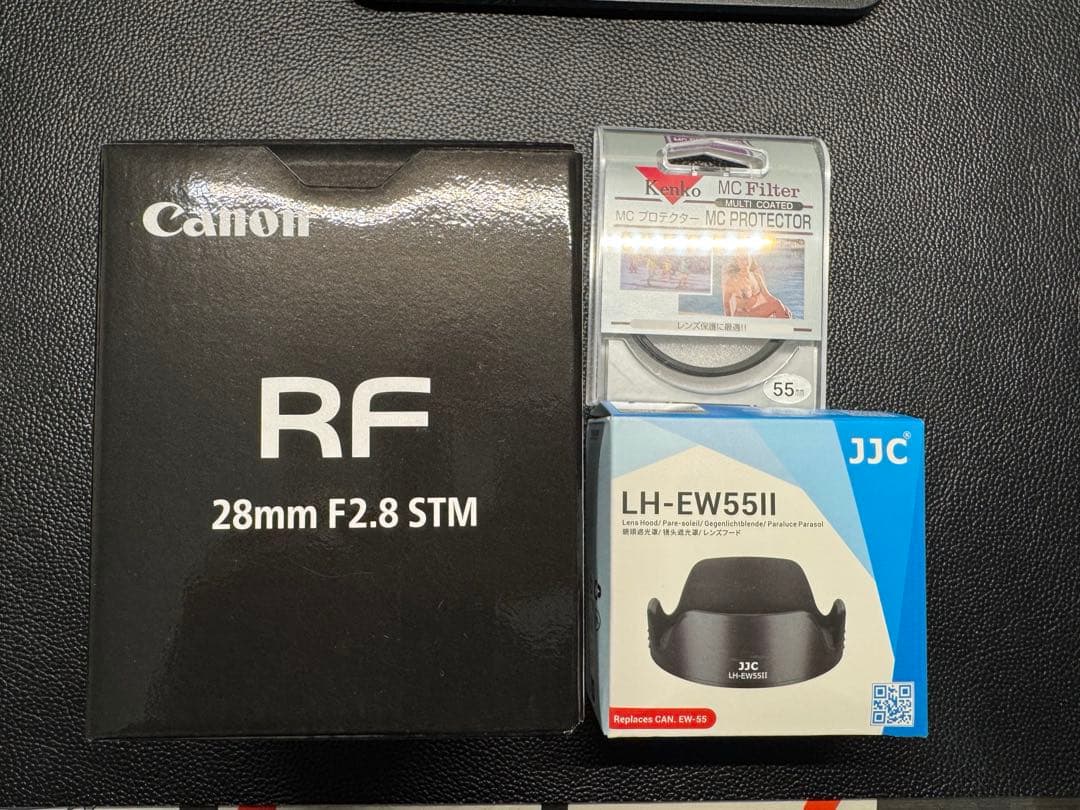 レンズ(単焦点) Canon RF28mm F2.8 STM+JJC LH-EW55II