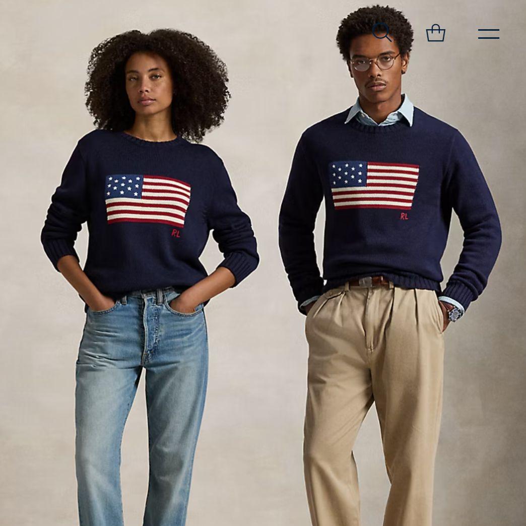 POLO RALPHLAUREN アイコニックフラッグ セーター ネイビー M