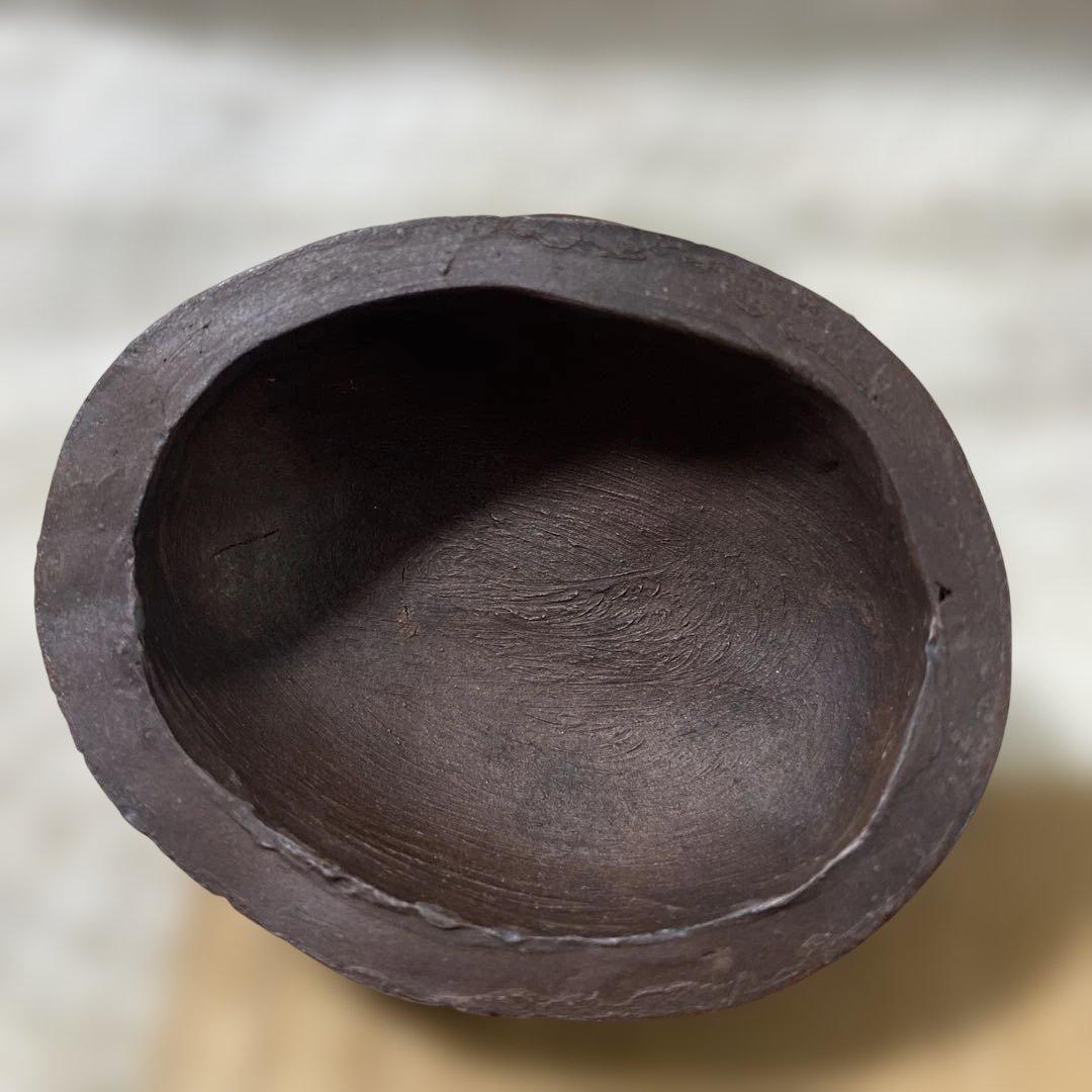 J-3 香合　茶道具　陶器　木箱付き　ホツ有り　アンティーク　美術品　工芸品