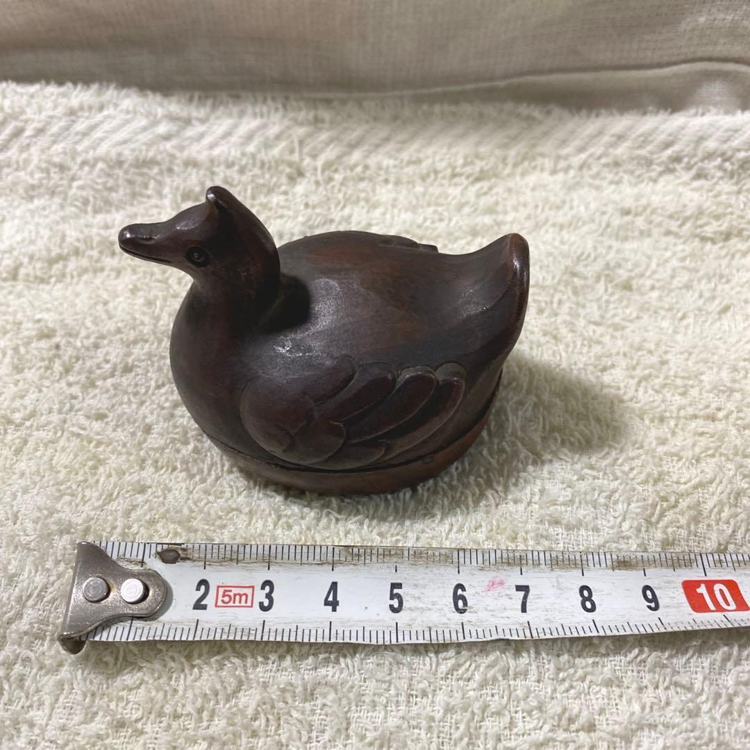 J-3 香合　茶道具　陶器　木箱付き　ホツ有り　アンティーク　美術品　工芸品