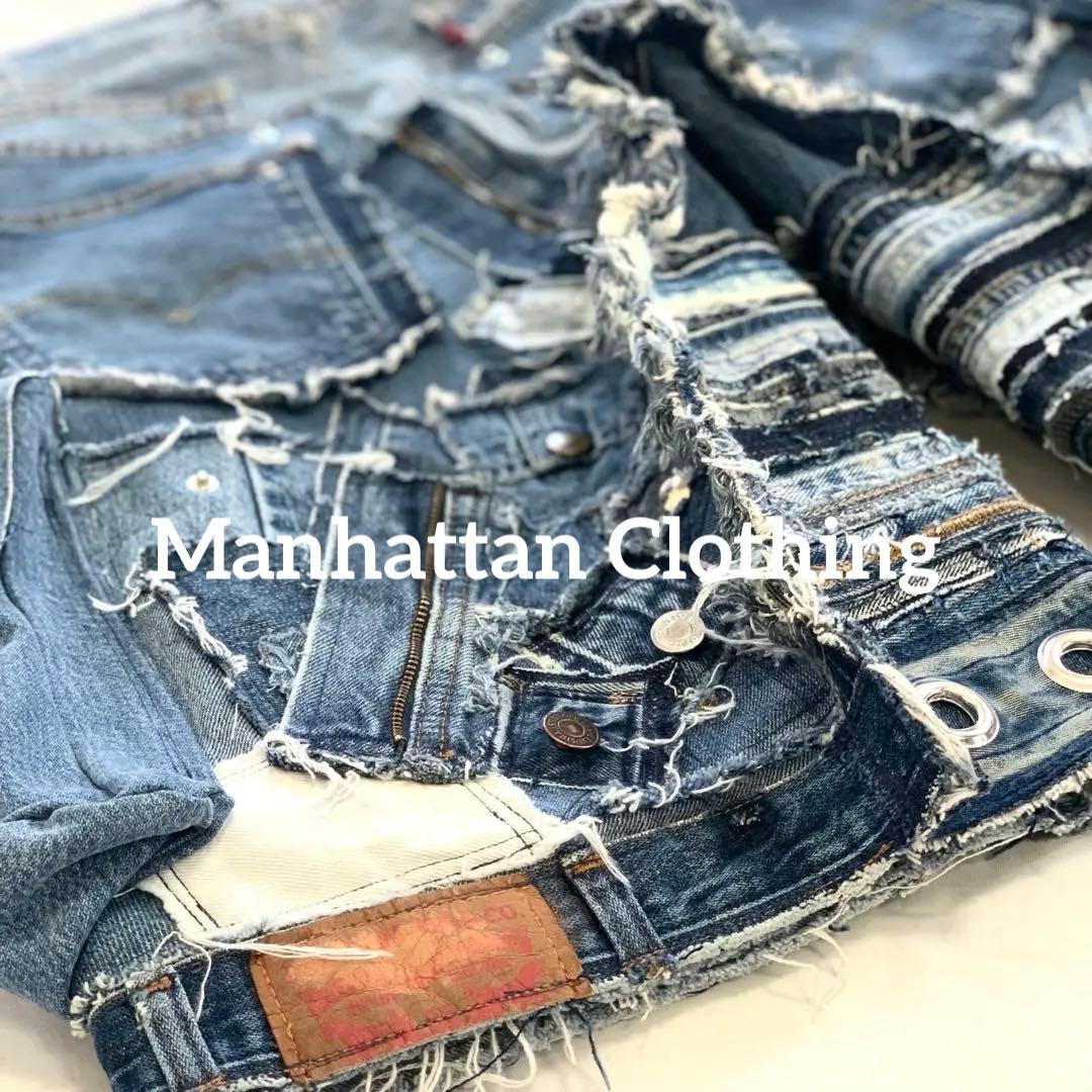 No.615【割引適用済】再構築 リメイク ハーフ パンツ デニム