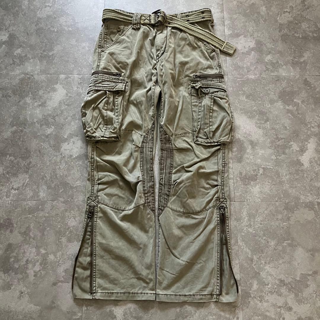 avirex hem zip flared cargo pantsベルト付Y2K