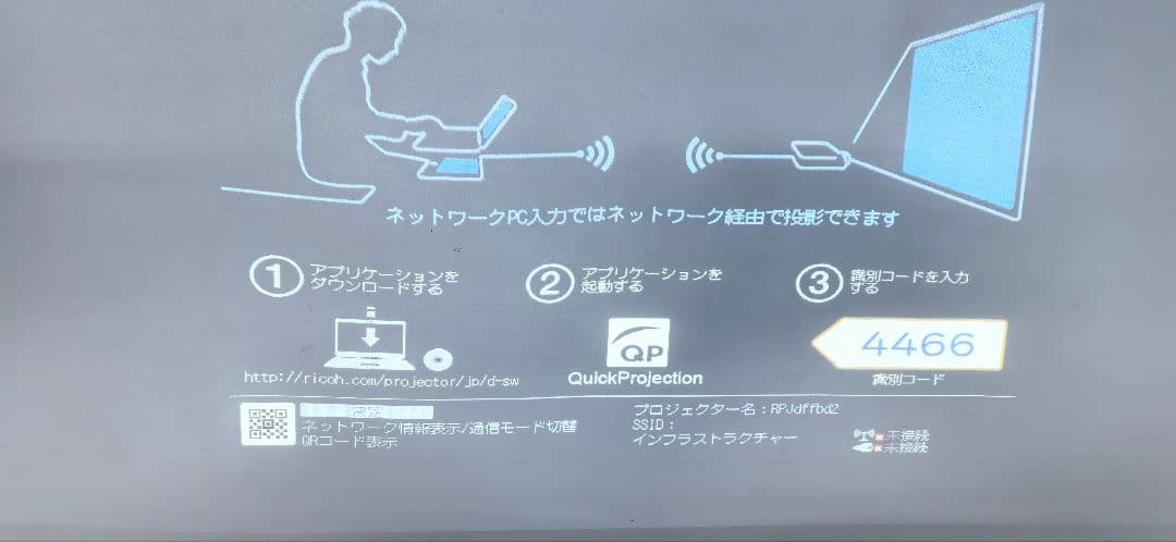 RICOH 超単焦点　プロジェクタ　PJ WX4152N　ランプ時間2042H